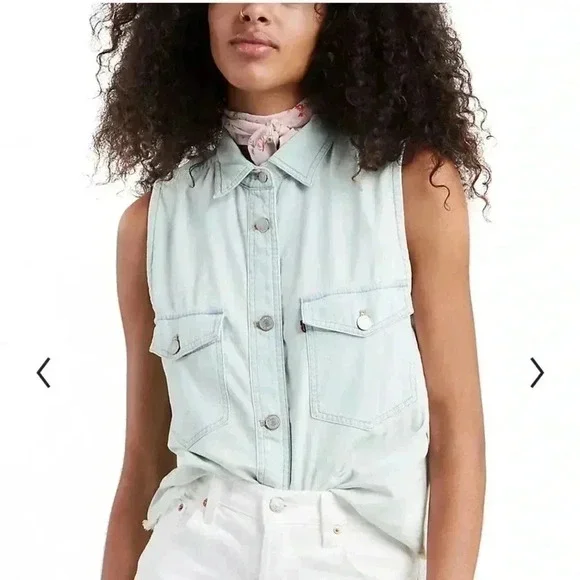 Levi’s sleeveless lightweight chambray Maddie vest - Picture 2 of 12
